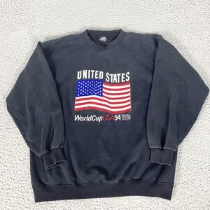 Vintage USA World Cup 94 Sweatshirt Mens Large Black Soccer Apex One 90s